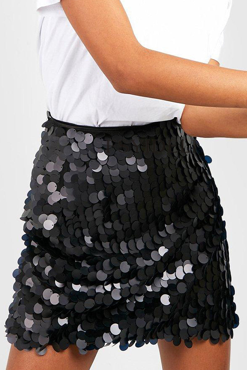 Sequin Skirt - Sparkly - High Waist - Mini Skirt - Party Skirt-Fashion Nora