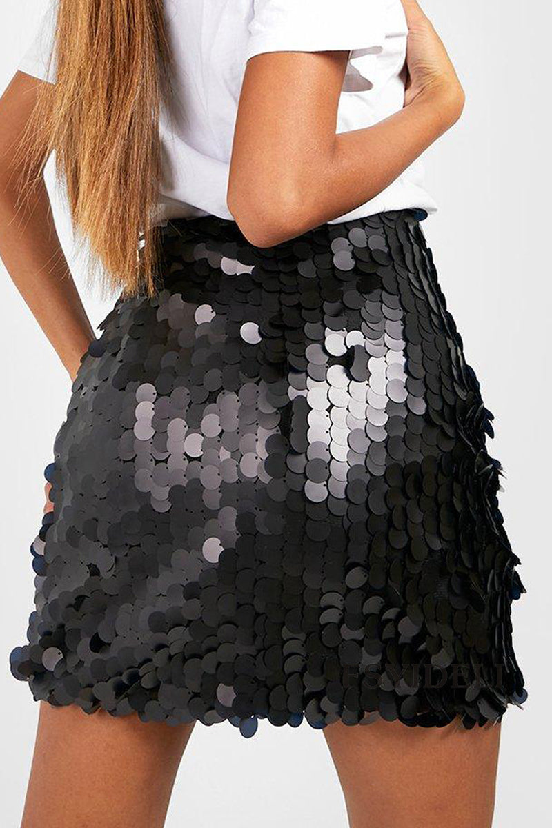 Sequin Skirt - Sparkly - High Waist - Mini Skirt - Party Skirt-Fashion Nora