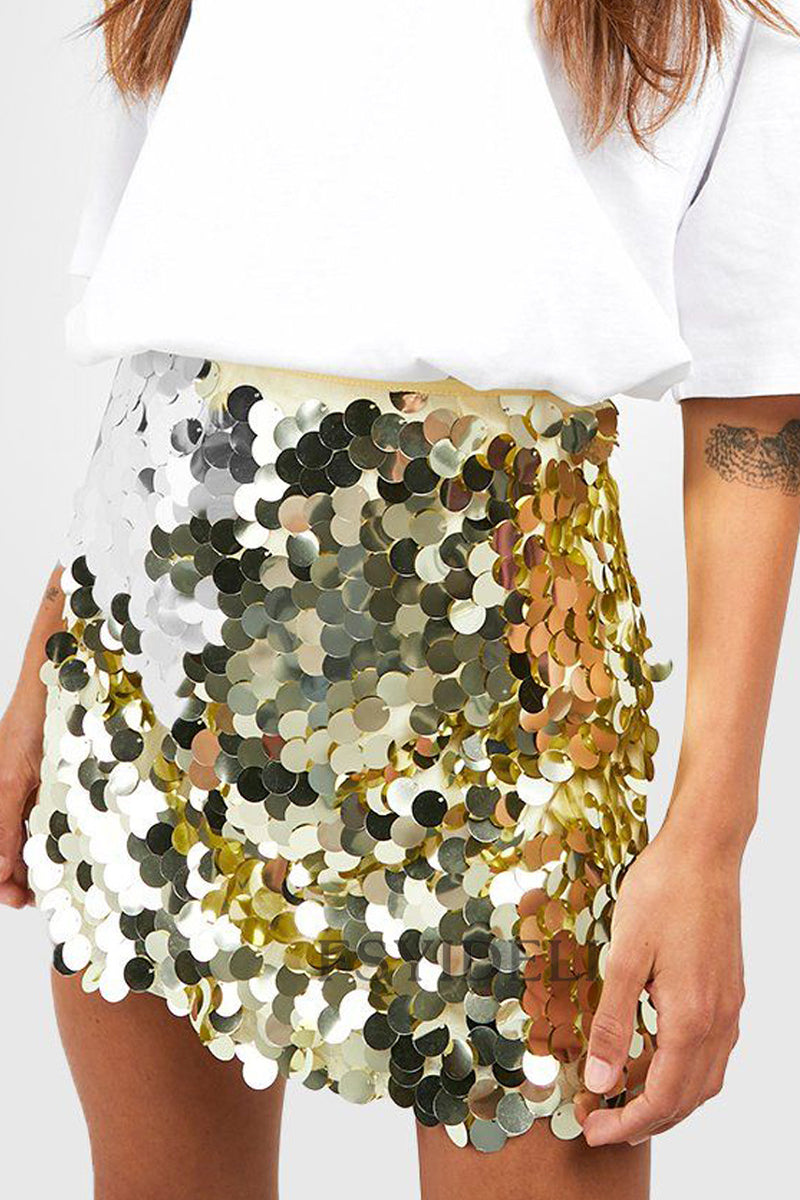 Sequin Skirt - Sparkly - High Waist - Mini Skirt - Party Skirt-Fashion Nora