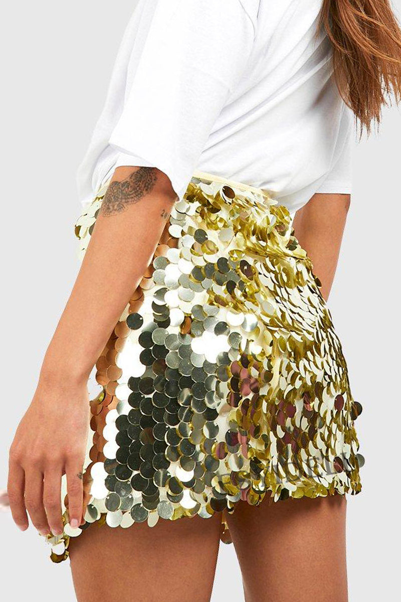 Sequin Skirt - Sparkly - High Waist - Mini Skirt - Party Skirt-Fashion Nora