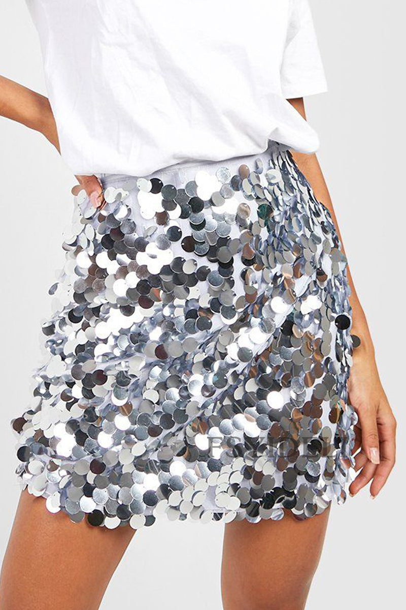 Sequin Skirt - Sparkly - High Waist - Mini Skirt - Party Skirt-Fashion Nora