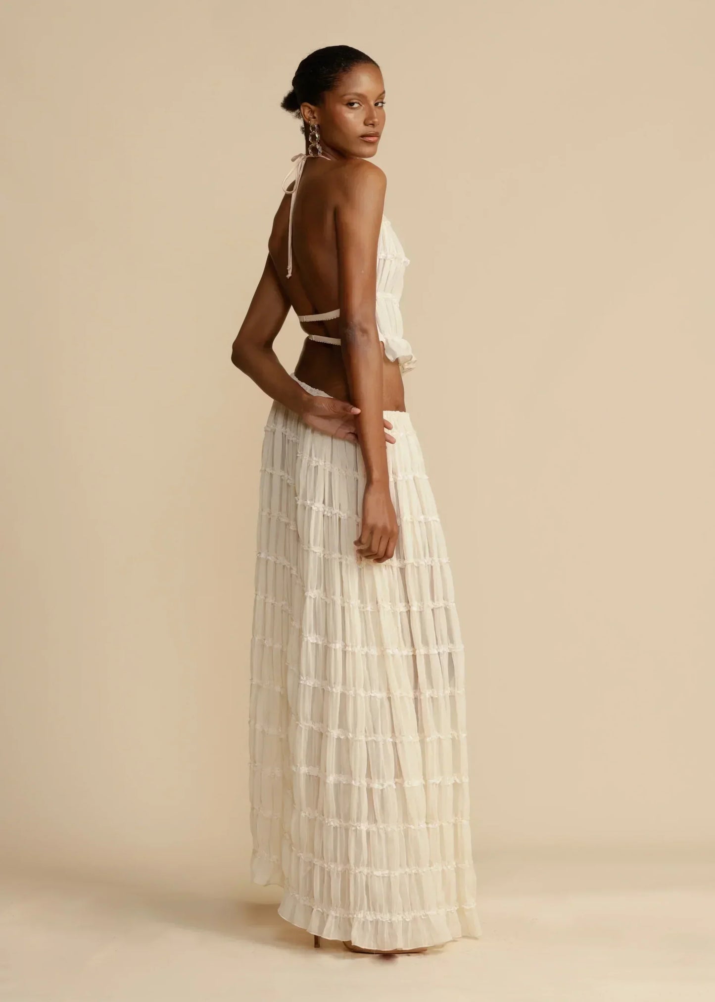 Skirt and Top Set | Chiffon | Open Back | Co-Ord Set | Women's Summer Clothes-Fashion Nora