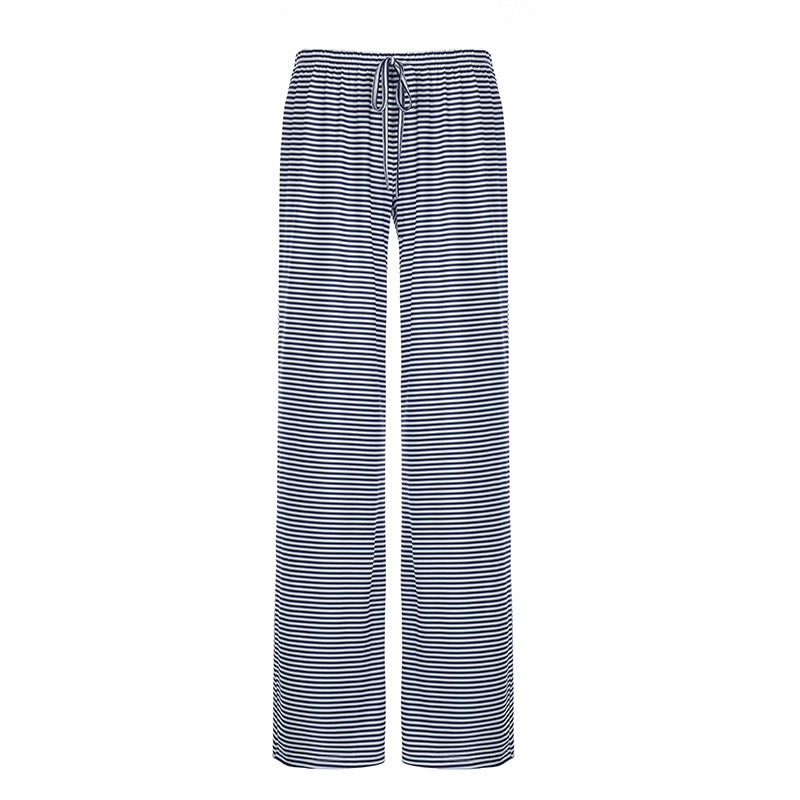 Striped Pants - Women's Loose Fit Drawstring Wide Leg Pants-Fashion Nora