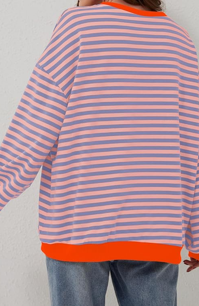 Striped Shirt | Long Sleeve | Pullover | Oversized Sweatshirt | Women's Clothing-Fashion Nora