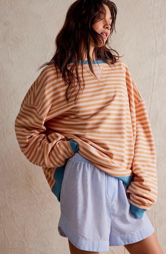 Striped Shirt | Long Sleeve | Pullover | Oversized Sweatshirt | Women's Clothing-Fashion Nora