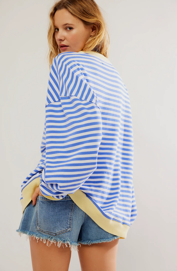Striped Shirt | Long Sleeve | Pullover | Oversized Sweatshirt | Women's Clothing-Fashion Nora