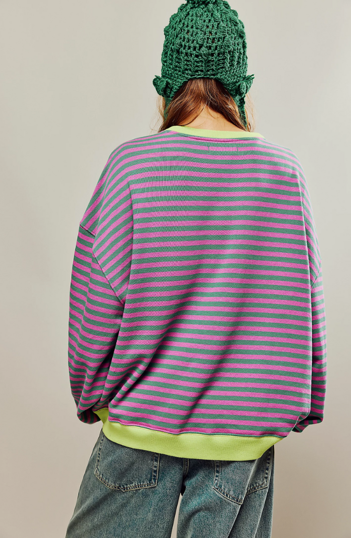 Striped Shirt | Long Sleeve | Pullover | Oversized Sweatshirt | Women's Clothing-Fashion Nora