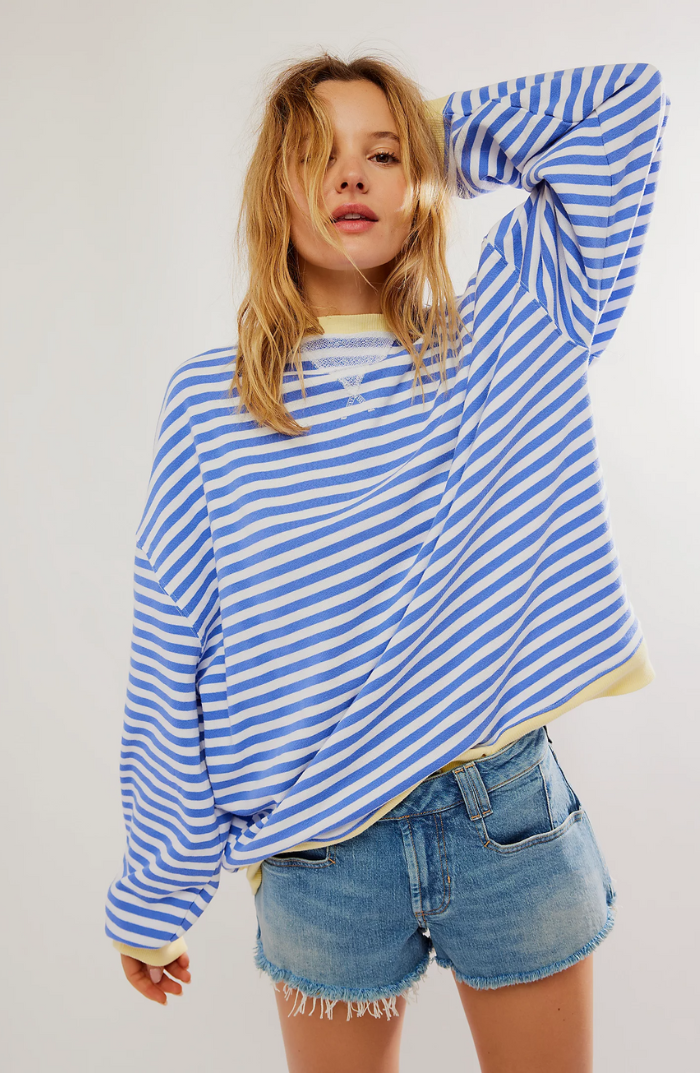 Striped Shirt | Long Sleeve | Pullover | Oversized Sweatshirt | Women's Clothing-Fashion Nora