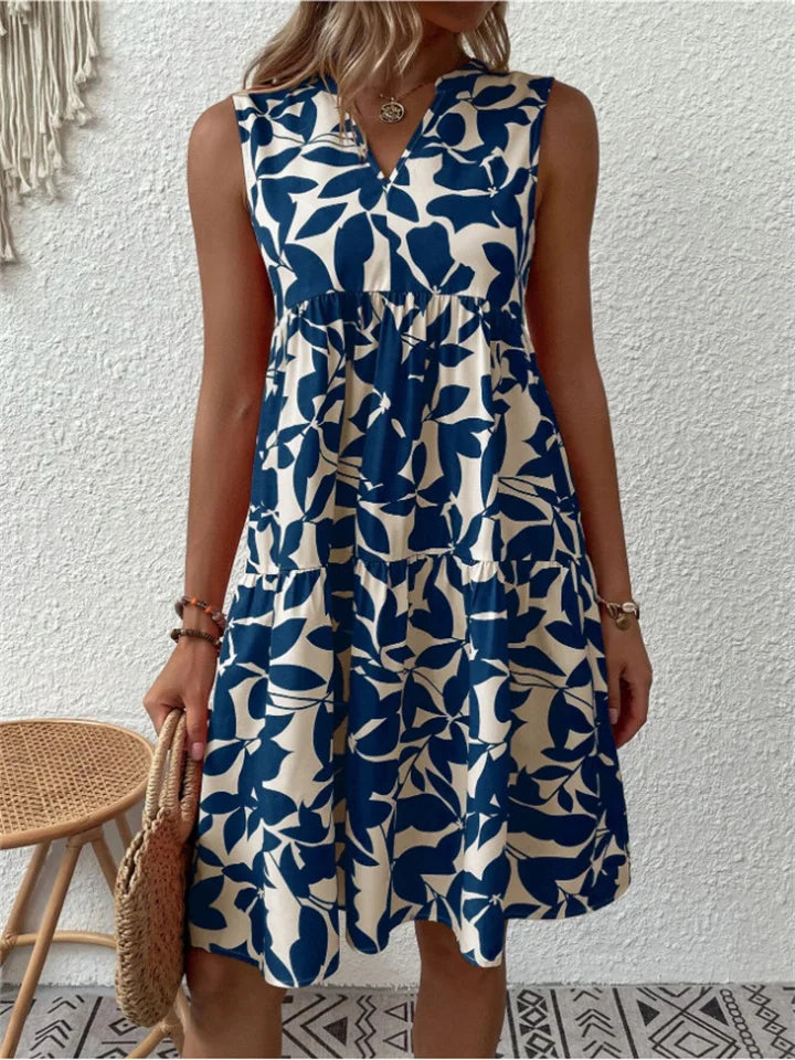Summer Dress | Knee Length | Sleeveless | A-Line Dress | Linen Dress-Fashion Nora