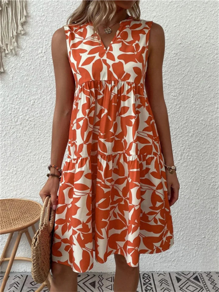 Summer Dress | Knee Length | Sleeveless | A-Line Dress | Linen Dress-Fashion Nora