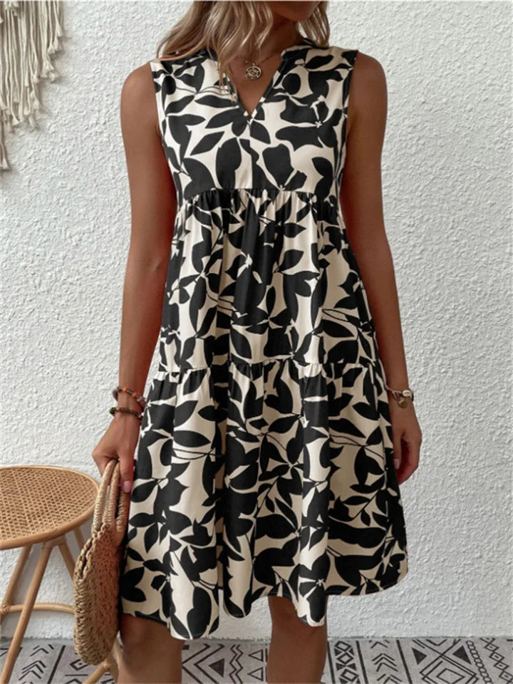 Summer Dress | Knee Length | Sleeveless | A-Line Dress | Linen Dress-Fashion Nora