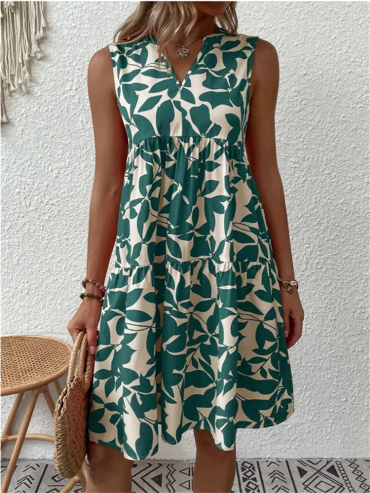 Summer Dress | Knee Length | Sleeveless | A-Line Dress | Linen Dress-Fashion Nora