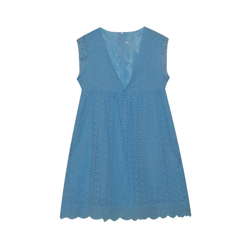Summer Dress - Lace - Sleeveless - Loose Fit Dress - Mini Dress-Fashion Nora