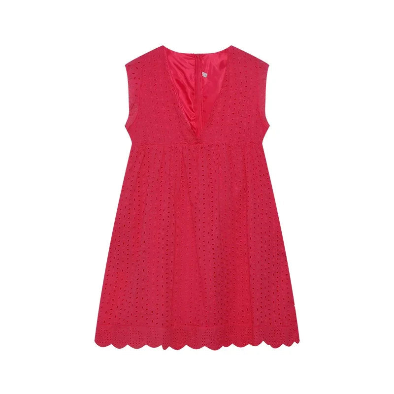 Summer Dress - Lace - Sleeveless - Loose Fit Dress - Mini Dress-Fashion Nora