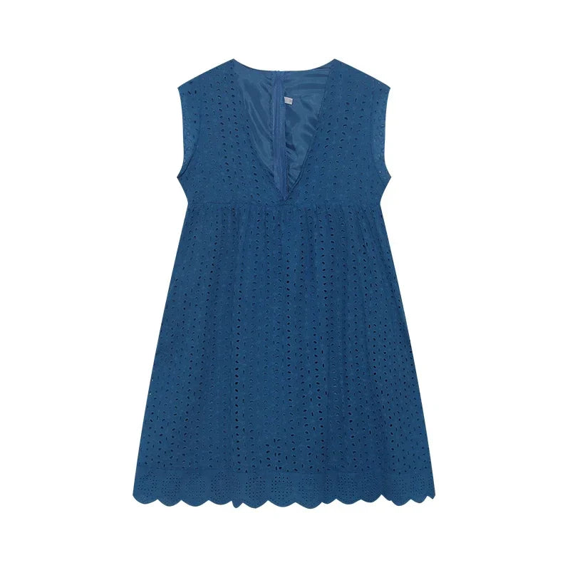 Summer Dress - Lace - Sleeveless - Loose Fit Dress - Mini Dress-Fashion Nora