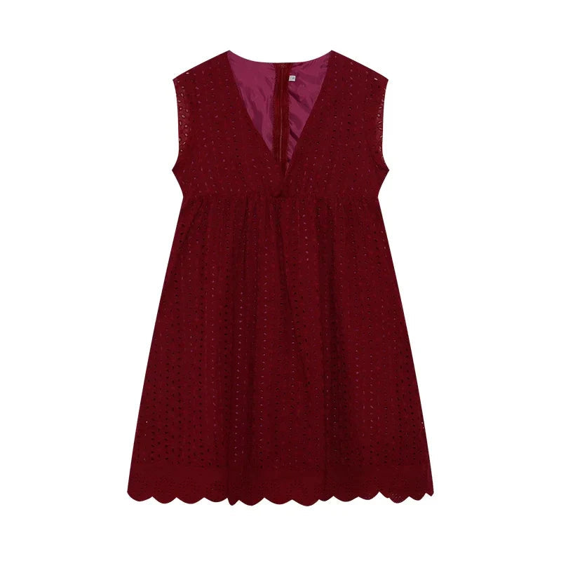 Summer Dress - Lace - Sleeveless - Loose Fit Dress - Mini Dress-Fashion Nora