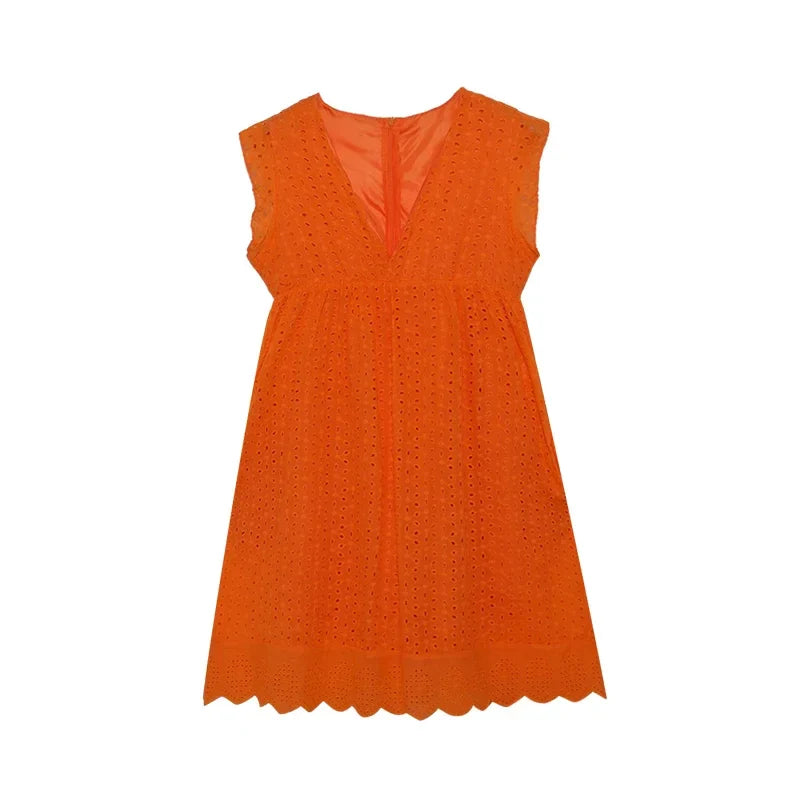Summer Dress - Lace - Sleeveless - Loose Fit Dress - Mini Dress-Fashion Nora