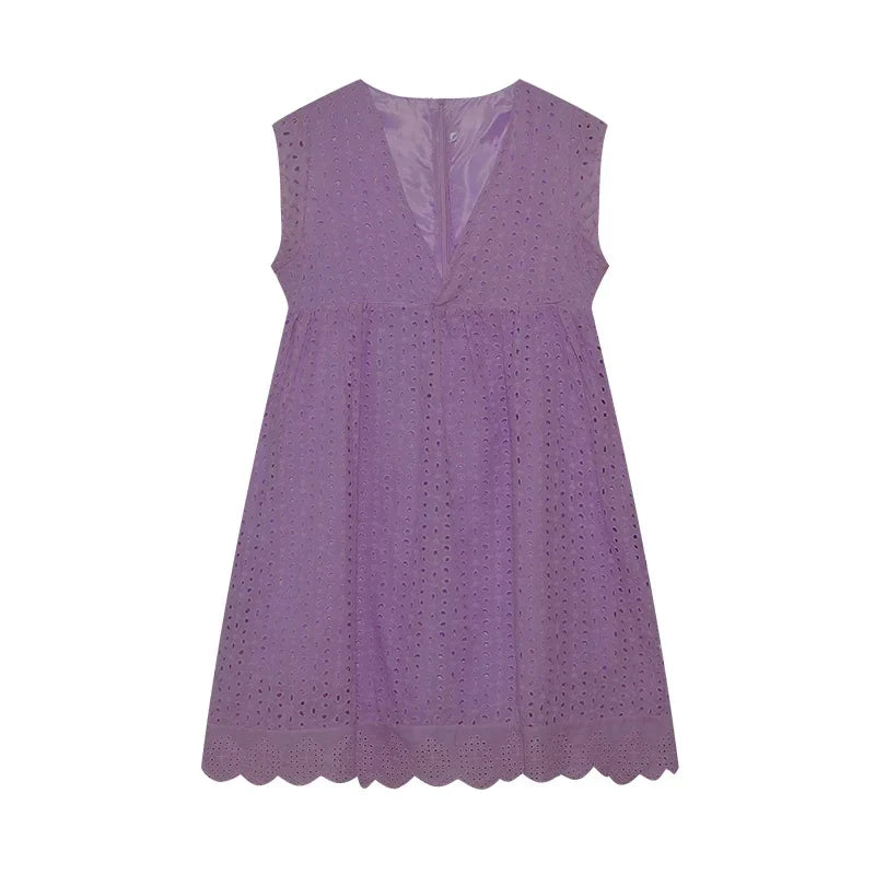 Summer Dress - Lace - Sleeveless - Loose Fit Dress - Mini Dress-Fashion Nora