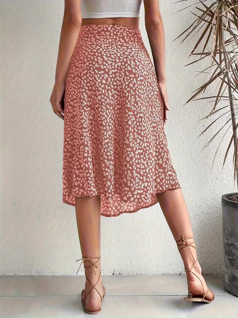 Summer Skirt, Floral, Split, Midi Skirt, High Waisted Skirt-Fashion Nora