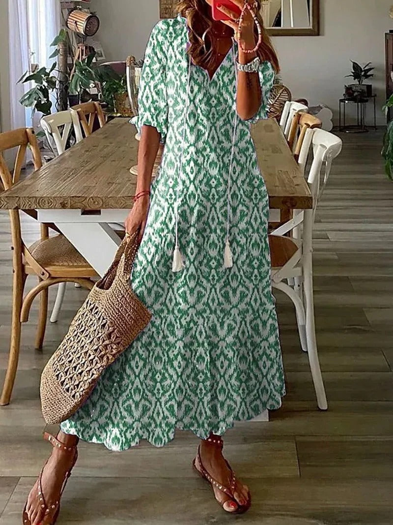 Tayla - Summer Dress with Floral Print for Ladies Beachwear-Fashion Nora