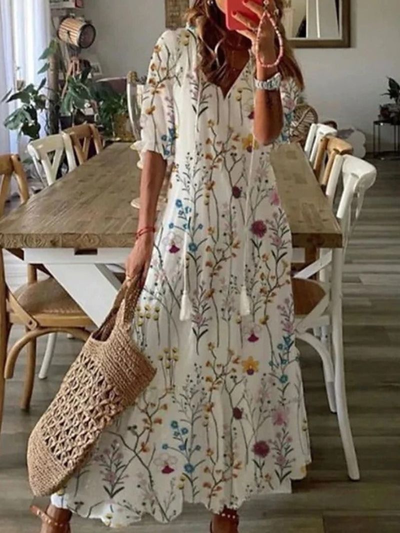 Tayla - Summer Dress with Floral Print for Ladies Beachwear-Fashion Nora
