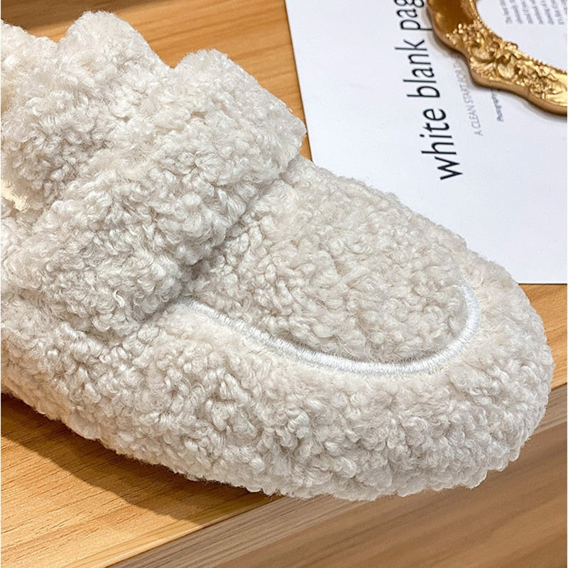 Teddy Loafers - Women's Soft Furry Slip-On Loafers-Fashion Nora