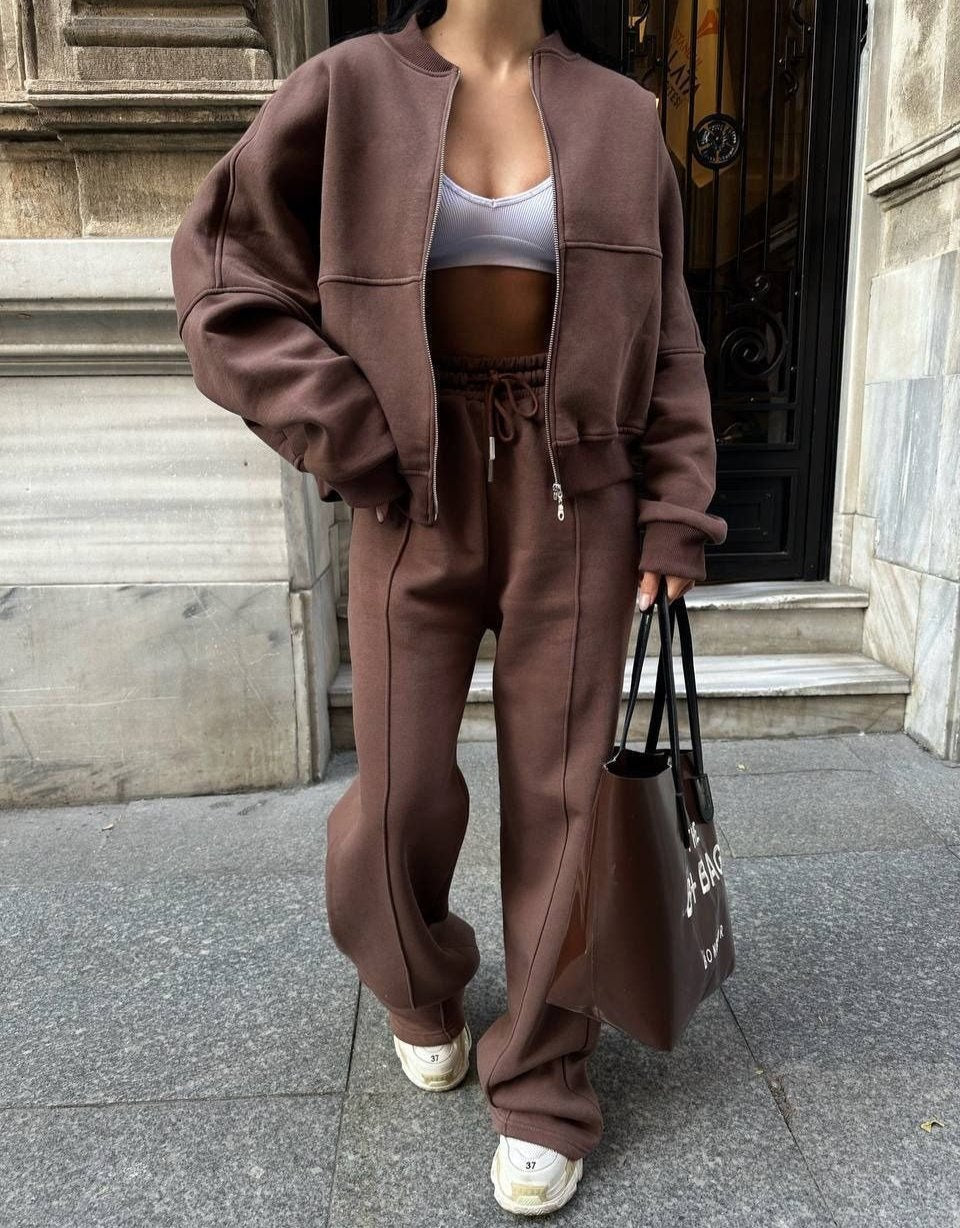 Tracksuit | Zip-Up | Wide Leg | Sweats Suit | Co-Ord Set Women-Fashion Nora