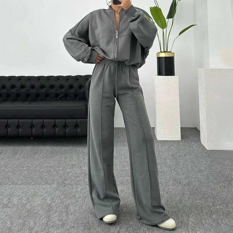 Tracksuit | Zip-Up | Wide Leg | Sweats Suit | Co-Ord Set Women-Fashion Nora