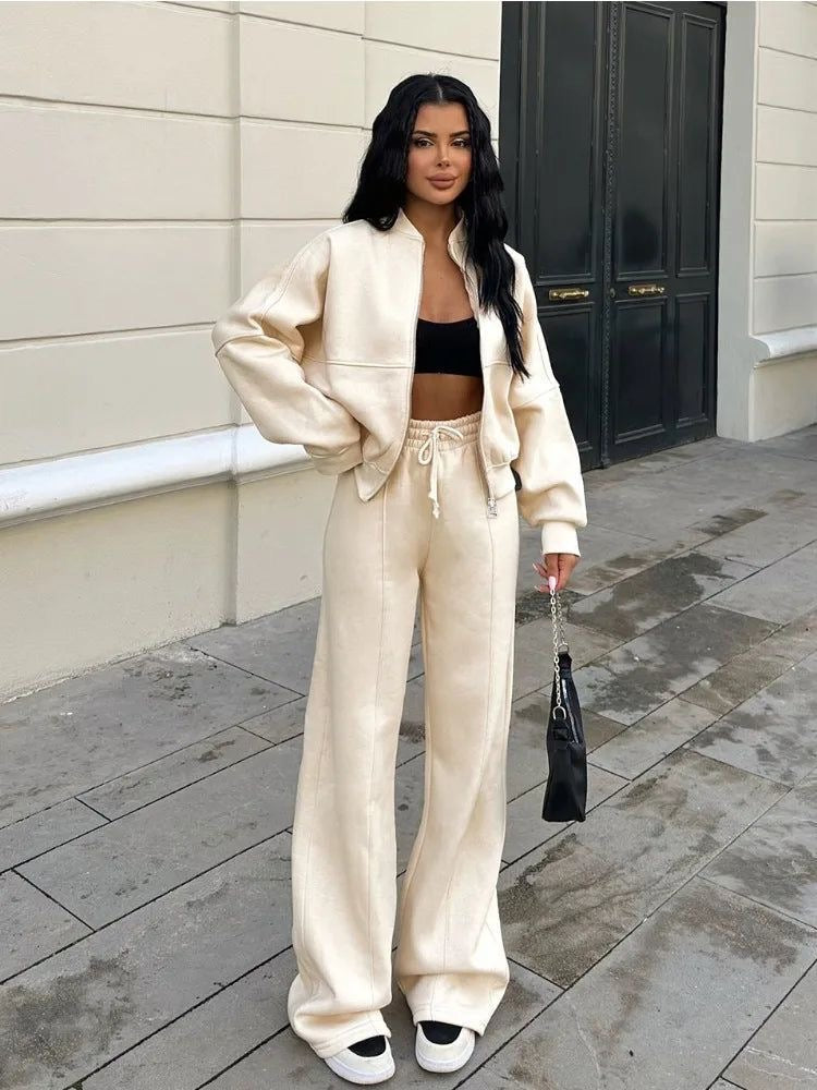 Tracksuit | Zip-Up | Wide Leg | Sweats Suit | Co-Ord Set Women-Fashion Nora