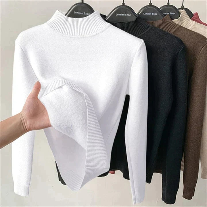 Turtleneck | Fleece Lined | Long Sleeve | Sweater | Women's Winter Clothes-Fashion Nora