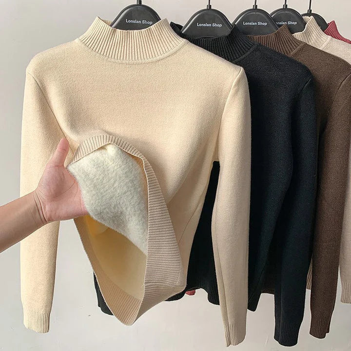 Turtleneck | Fleece Lined | Long Sleeve | Sweater | Women's Winter Clothes-Fashion Nora