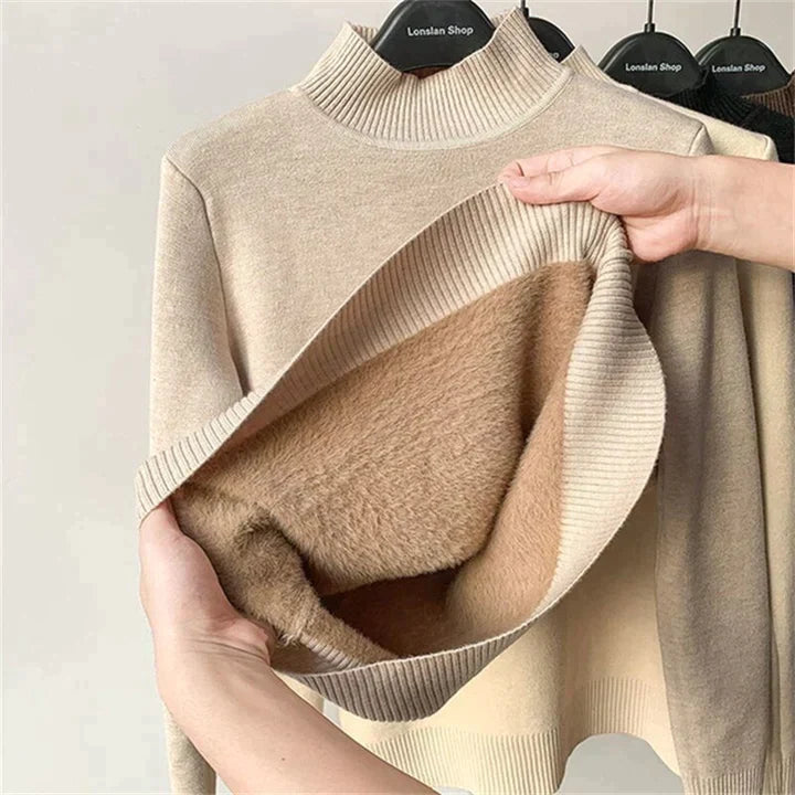 Turtleneck | Fleece Lined | Long Sleeve | Sweater | Women's Winter Clothes-Fashion Nora