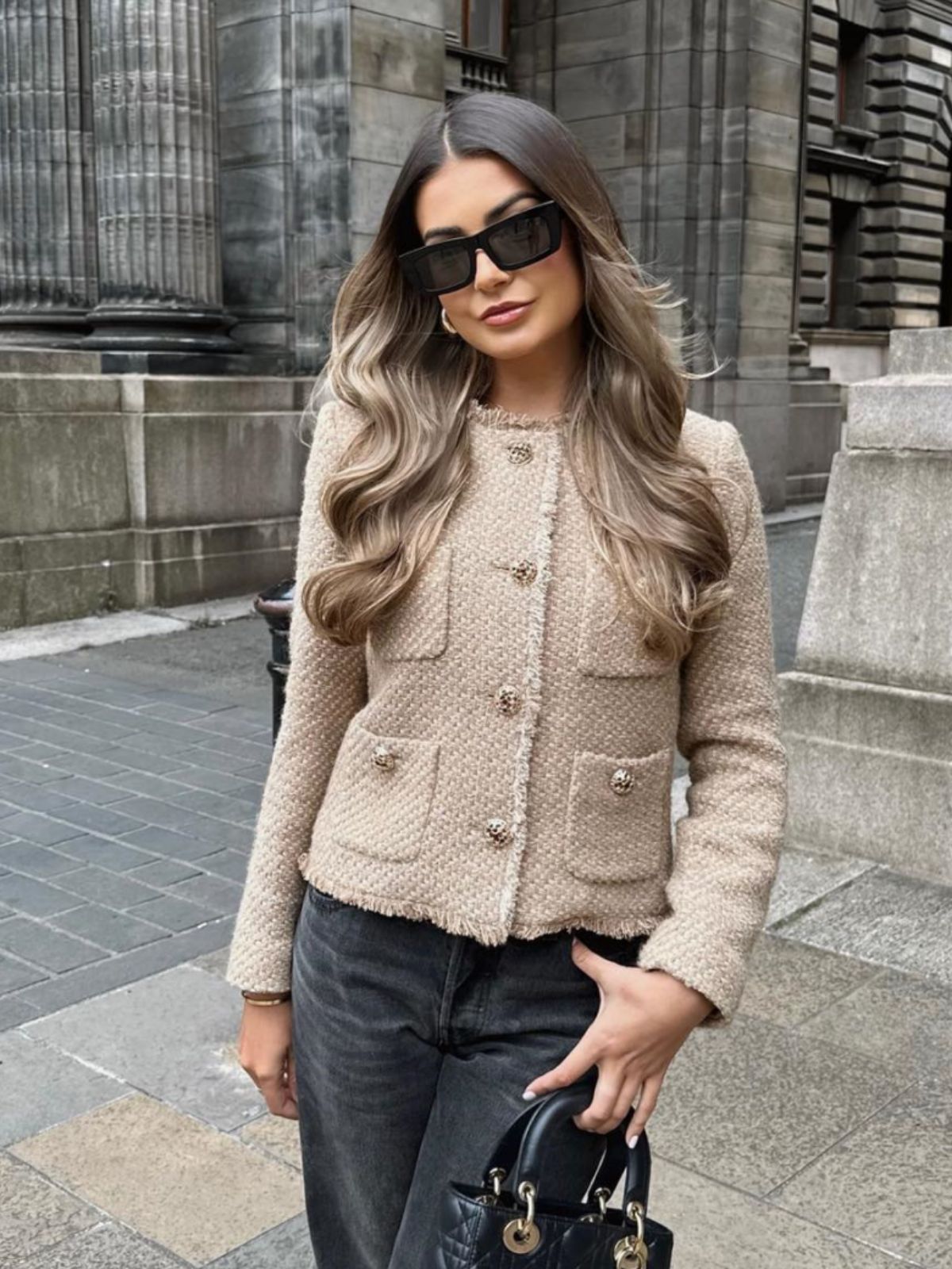 Tweed Jacket | Elegant | Button-Up | Beige Jacket | Women's Jacket-Fashion Nora