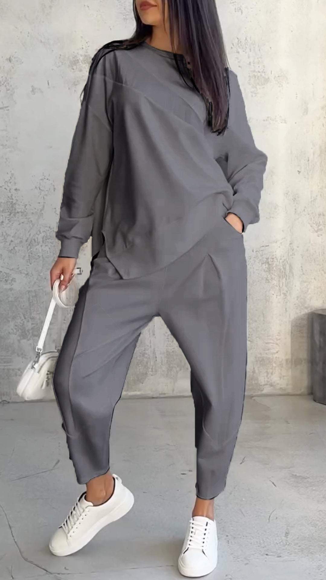 Two-Piece Set - Loose Fit - Long Sleeve - Co-Ord Set - Women's Clothing-Fashion Nora