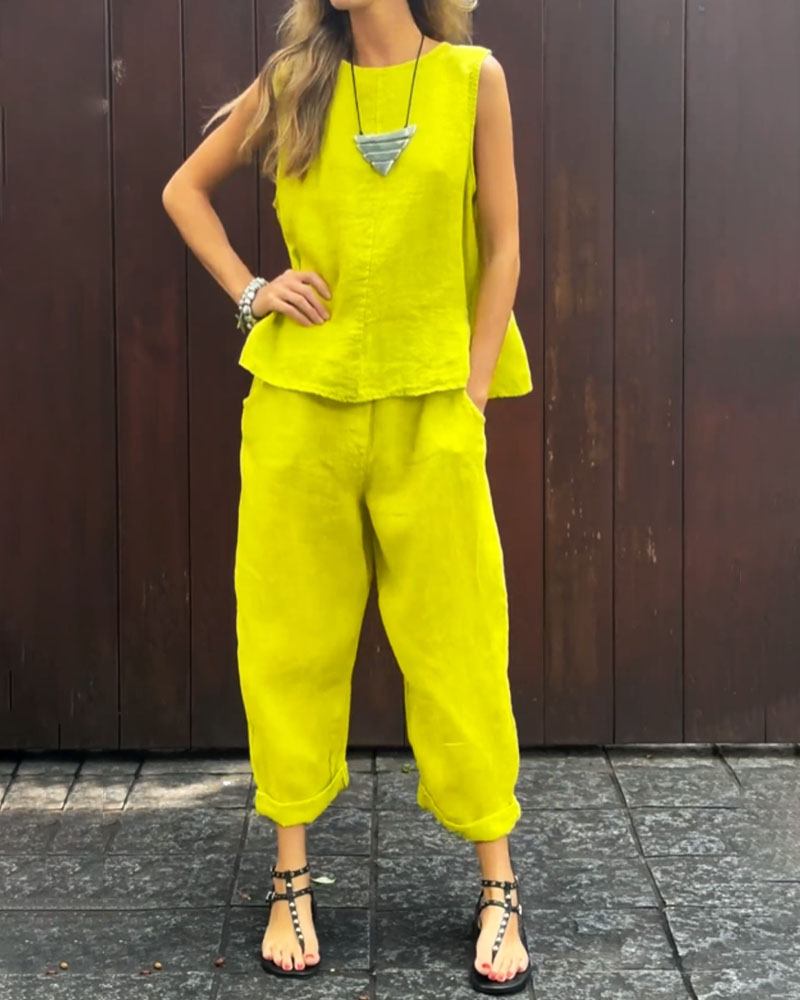 Two-Piece Set - Loose Fit - Sleeveless - Summer Clothes - Co-Ord Sets Women-Fashion Nora