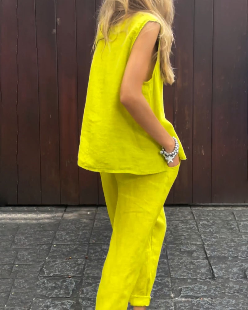 Two-Piece Set - Loose Fit - Sleeveless - Summer Clothes - Co-Ord Sets Women-Fashion Nora