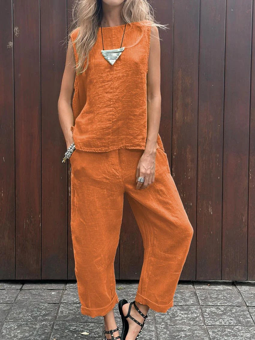 Two-Piece Set - Loose Fit - Sleeveless - Summer Clothes - Co-Ord Sets Women-Fashion Nora