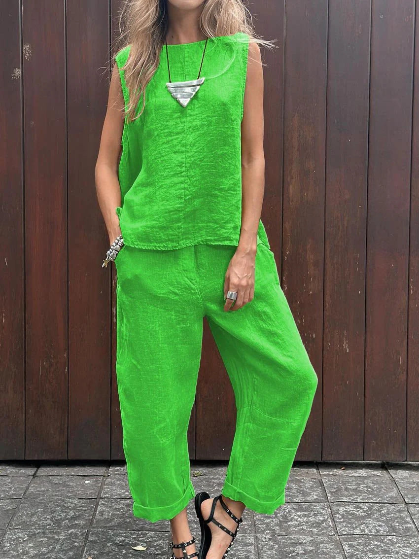 Two-Piece Set - Loose Fit - Sleeveless - Summer Clothes - Co-Ord Sets Women-Fashion Nora