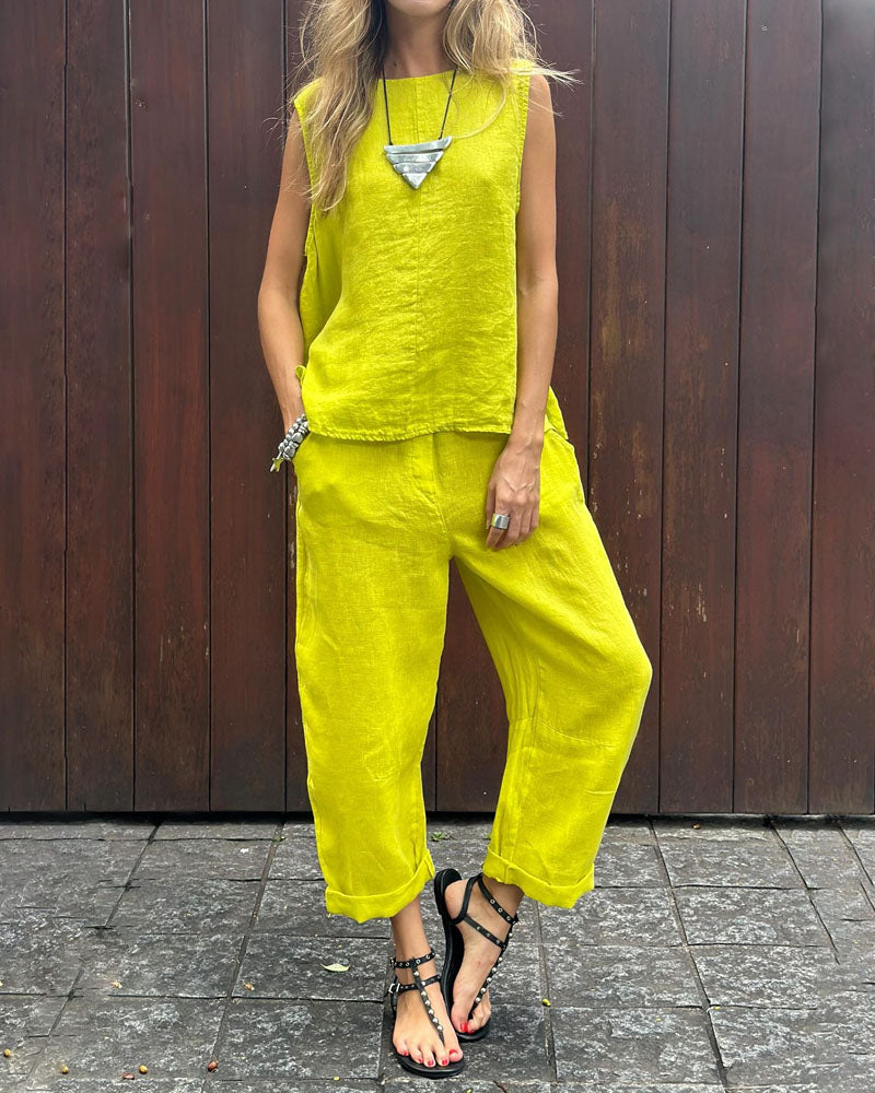Two-Piece Set - Loose Fit - Sleeveless - Summer Clothes - Co-Ord Sets Women-Fashion Nora