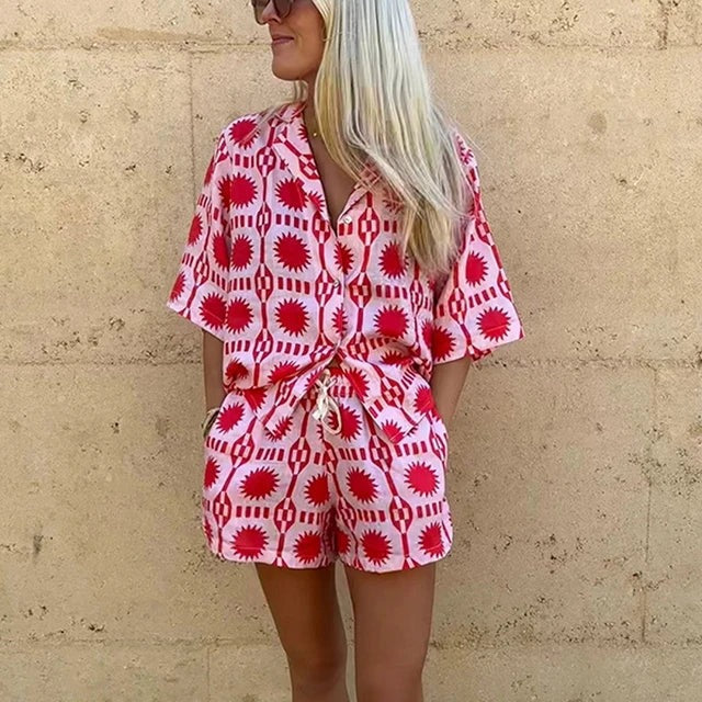 Two-Piece Set | Summer | Loose Fit | Shorts and Shirt Set | Co-Ord Sets Women-Fashion Nora