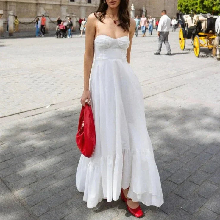 White Dress | Maxi | Sleeveless | Corset Dress | Summer Dress-Fashion Nora