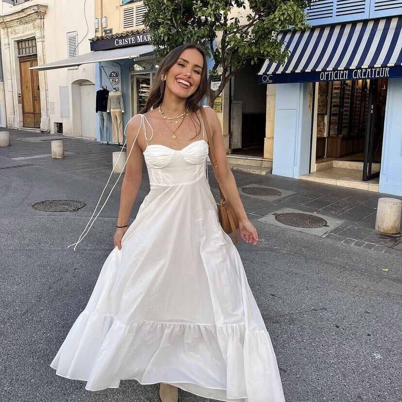 White Dress | Maxi | Sleeveless | Corset Dress | Summer Dress-Fashion Nora