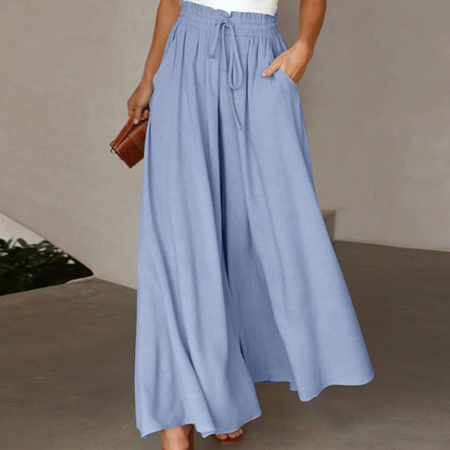 Wide Leg Pants - High Waisted - Flowy - Palazzo Pants - Ladies Linen Trousers-Fashion Nora