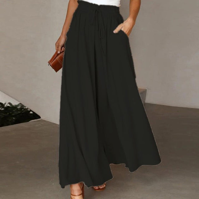 Wide Leg Pants - High Waisted - Flowy - Palazzo Pants - Ladies Linen Trousers-Fashion Nora