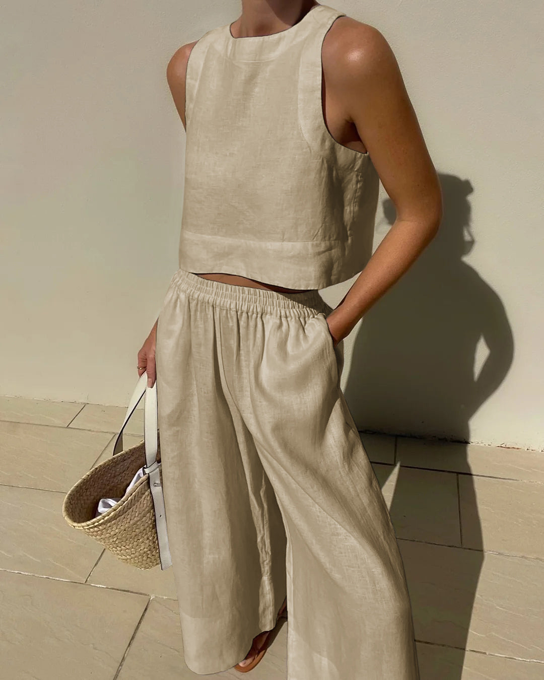 Wide Leg Pants and Top - Women's Casual Loose Fit Co-Ord Set for Summer-Fashion Nora