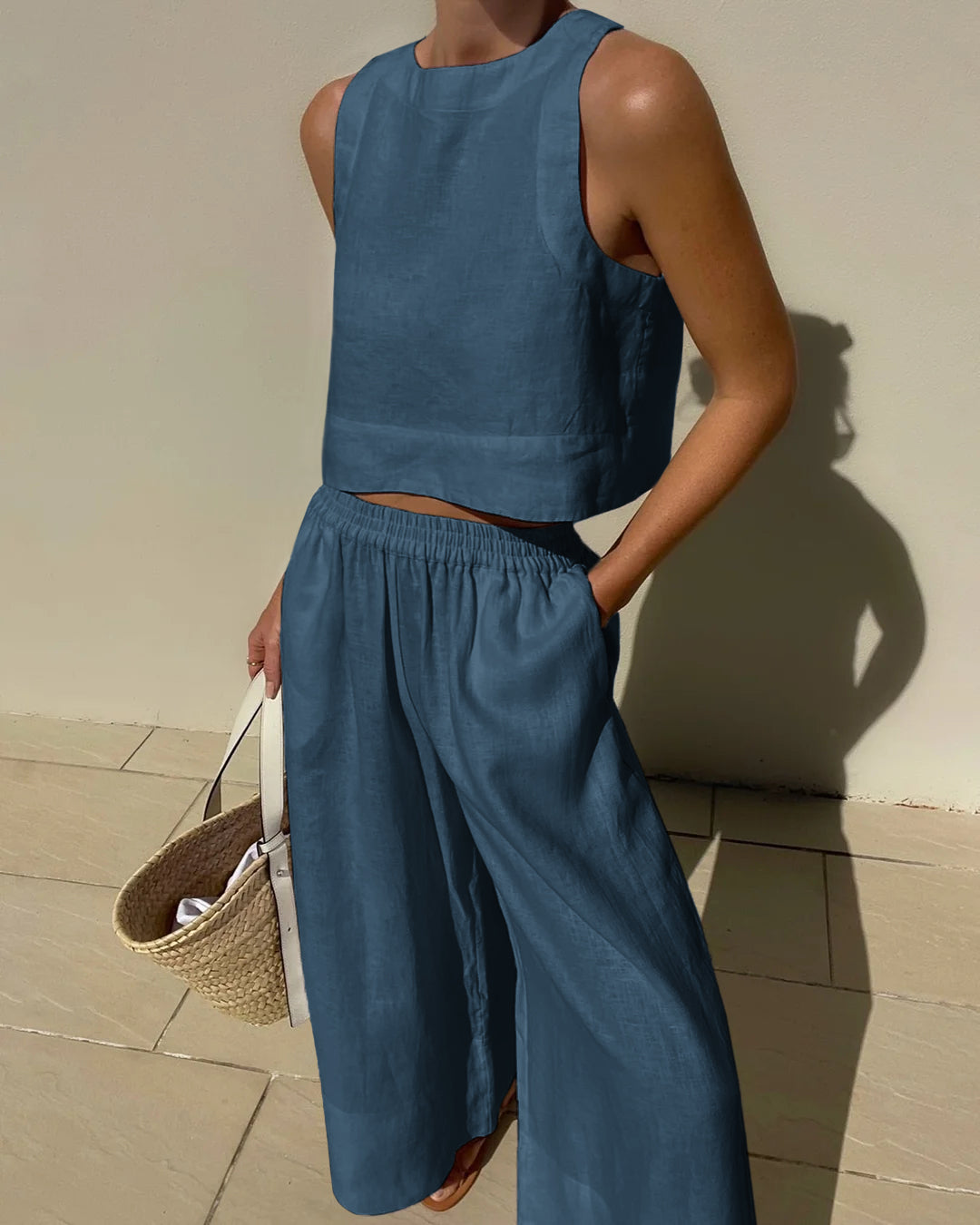 Wide Leg Pants and Top - Women's Casual Loose Fit Co-Ord Set for Summer-Fashion Nora