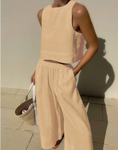 Wide Leg Pants and Top - Women's Casual Loose Fit Co-Ord Set for Summer-Fashion Nora