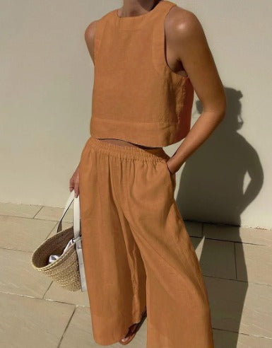 Wide Leg Pants and Top - Women's Casual Loose Fit Co-Ord Set for Summer-Fashion Nora