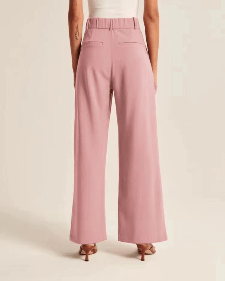 Wide Leg Trousers - Women's High Waisted Petite Wide Leg Dress Pants-Fashion Nora