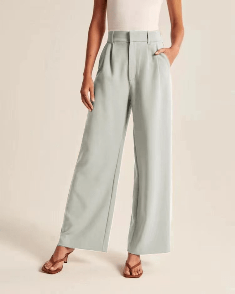 Wide Leg Trousers - Women's High Waisted Petite Wide Leg Dress Pants-Fashion Nora